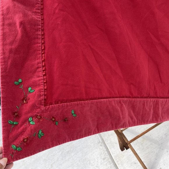 Christmas Tablecloth Coverlet Blanket Target 2009 Velvet Trim Corner Flower Trim - Picture 2 of 11